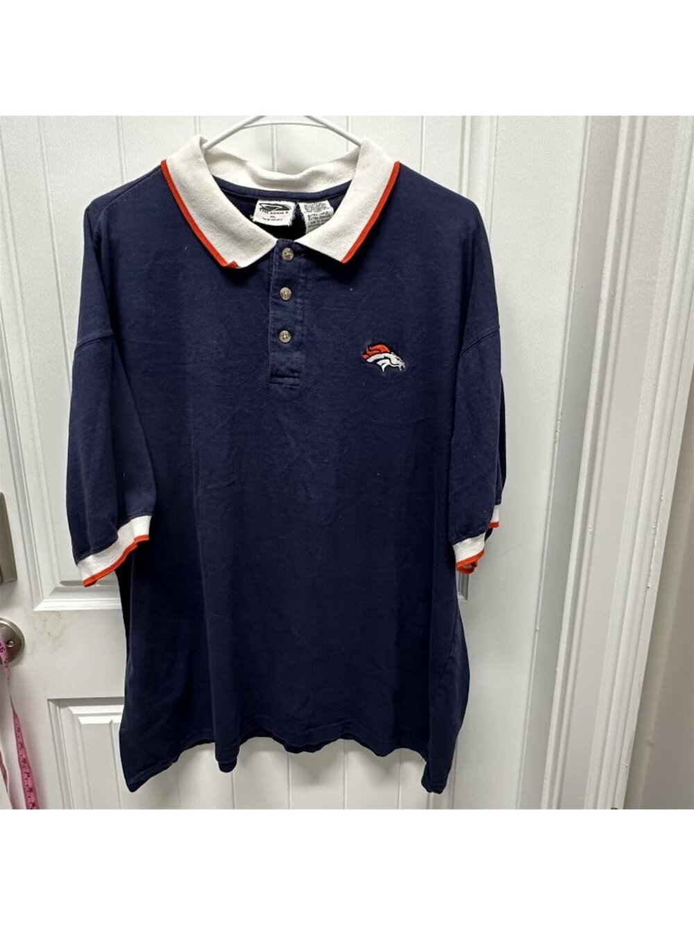 The Edge Polo Denver Broncos Vintage 1999 Size XL Blue Orange Embroidered